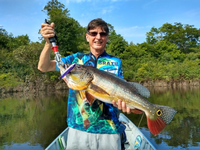 Dorival da Kv pegou esse Tucunaré Paca no rio Jatapu (Amazônia), usando a isca Dr. Spock.